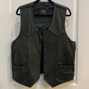 Black Buffalo Nickel Side Lace Leather Vest